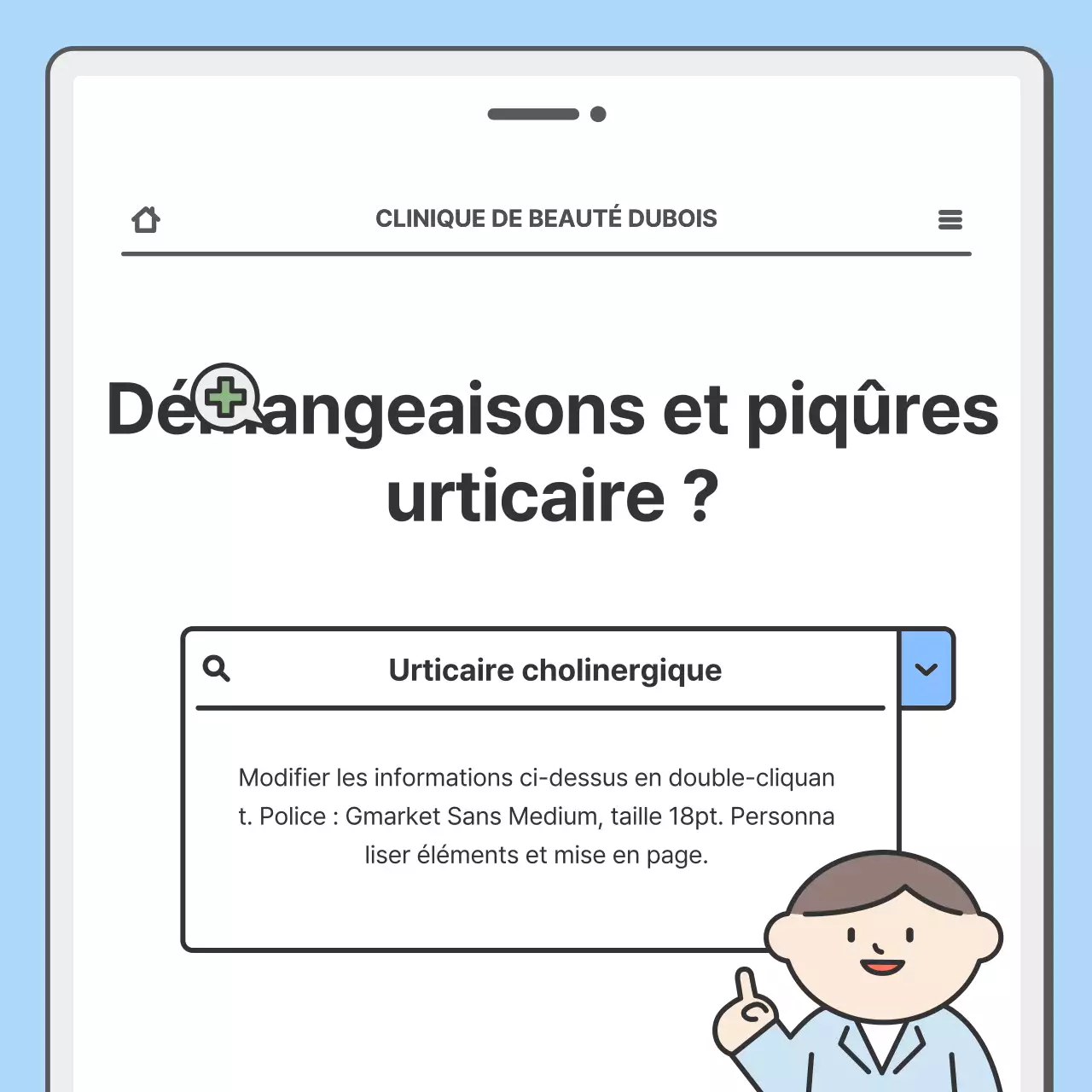 Faites la promotion de votre hôpital avec un joli concept de mobile en bleu clair