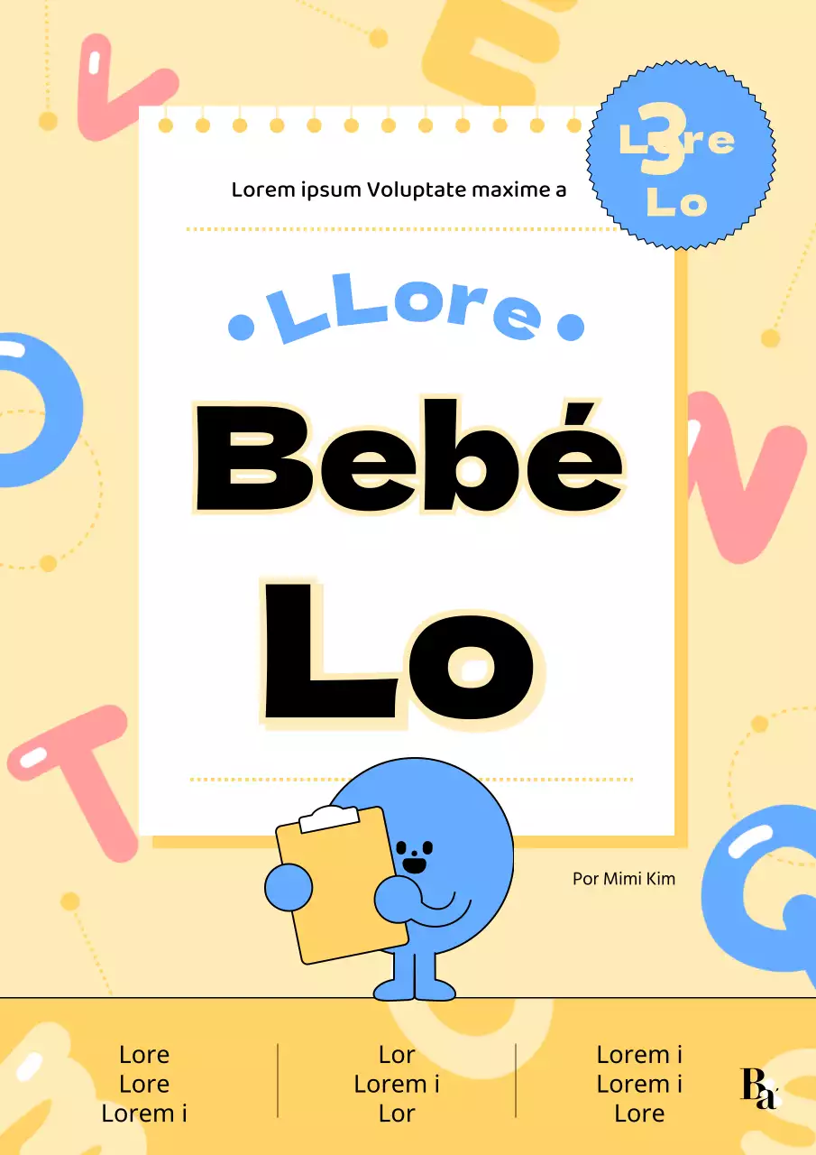 Capa de livro inglês para bebé em amarelo e azul claro