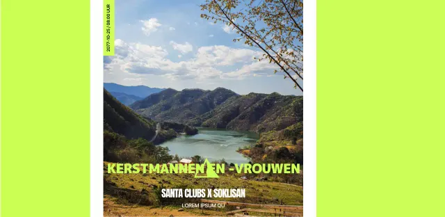 Ontwerp voor een sportief flessenwateretiket met berglandschap en kleurrijke accenten