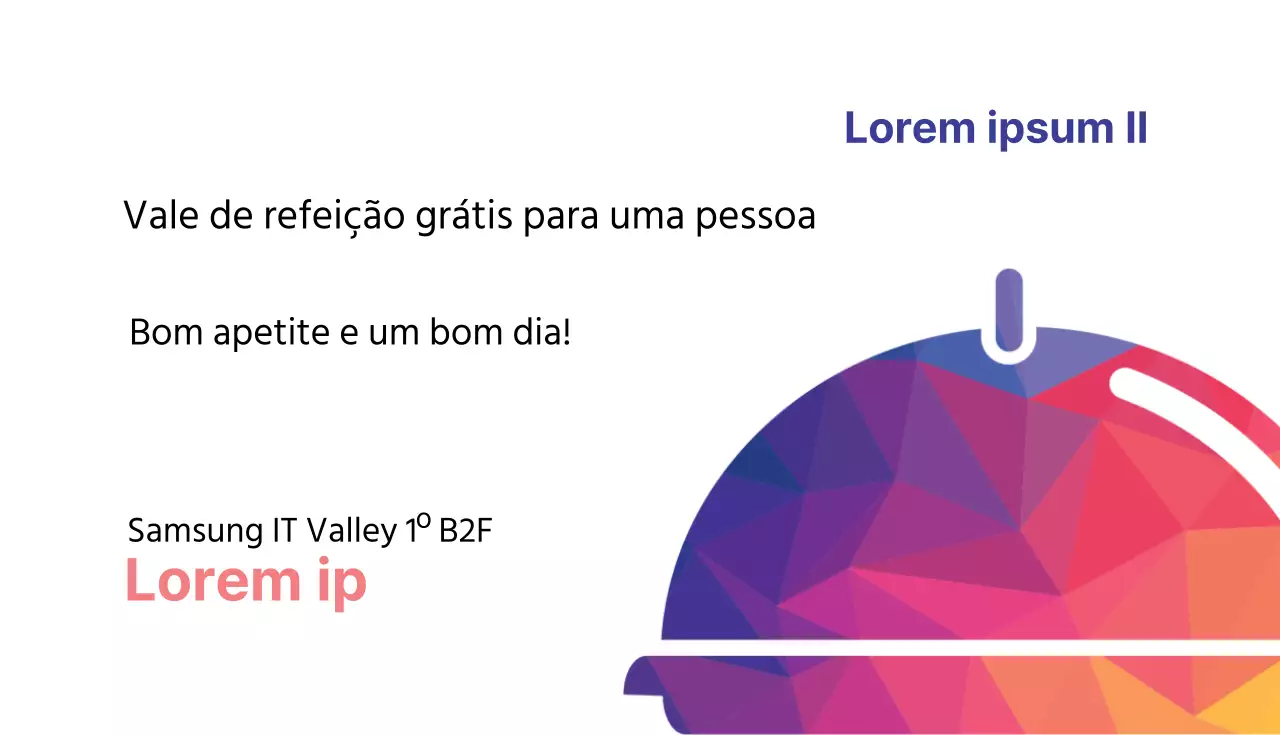 Vale de refeição gratuito para uma pessoa