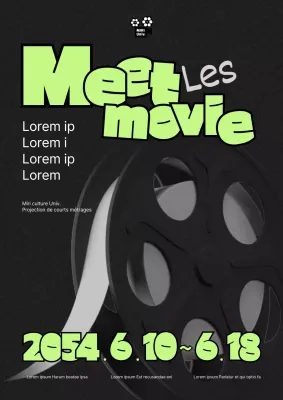 Promotion d'un festival du film universitaire avec des accents noirs et verts