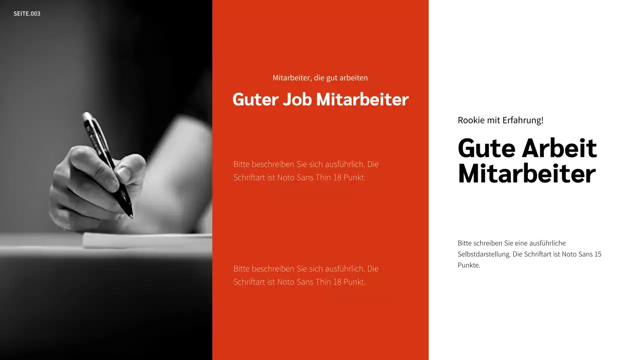 Portfolio-Präsentation in Orange und Schwarz