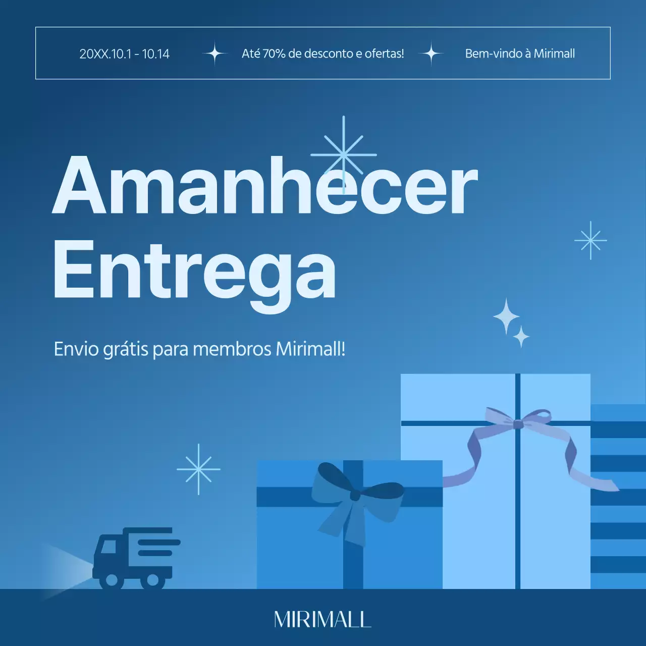 Promover um simples aviso de entrega matinal em azul