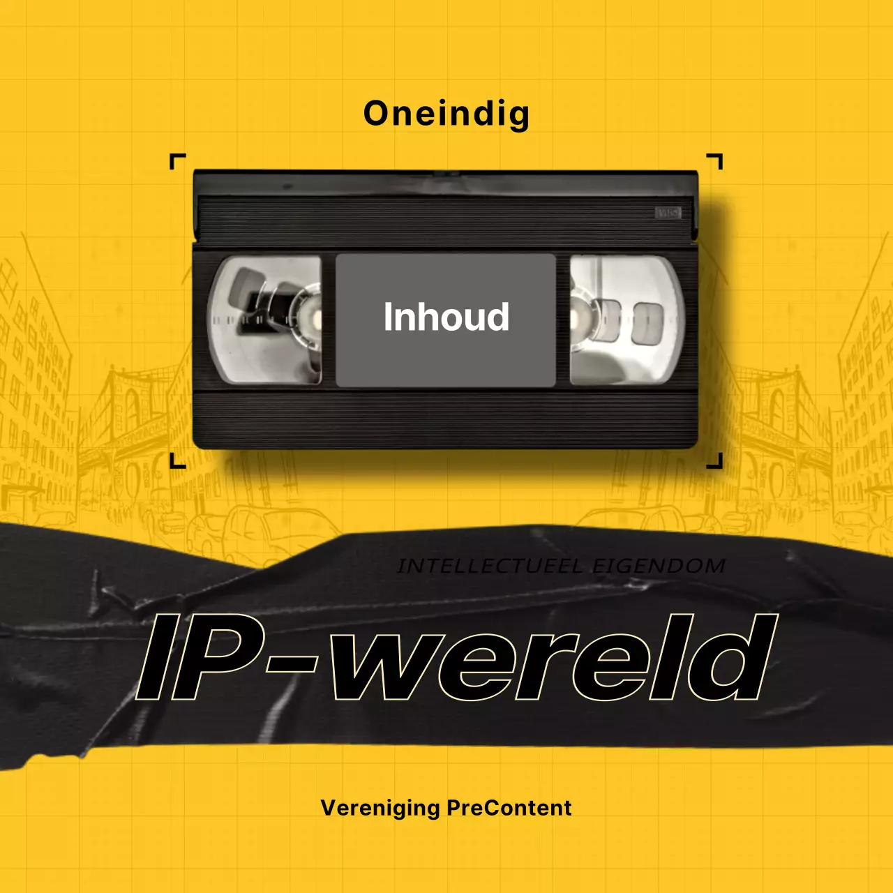 Geel en zwart videoband concept IP Copyright