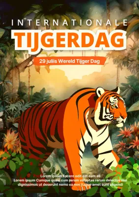 Oranje tijgerillustratie voor Brave Tiger Day-reclame