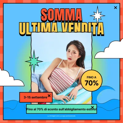 Saldi dell'ultimo minuto su capi estivi colorati e cartooneschi