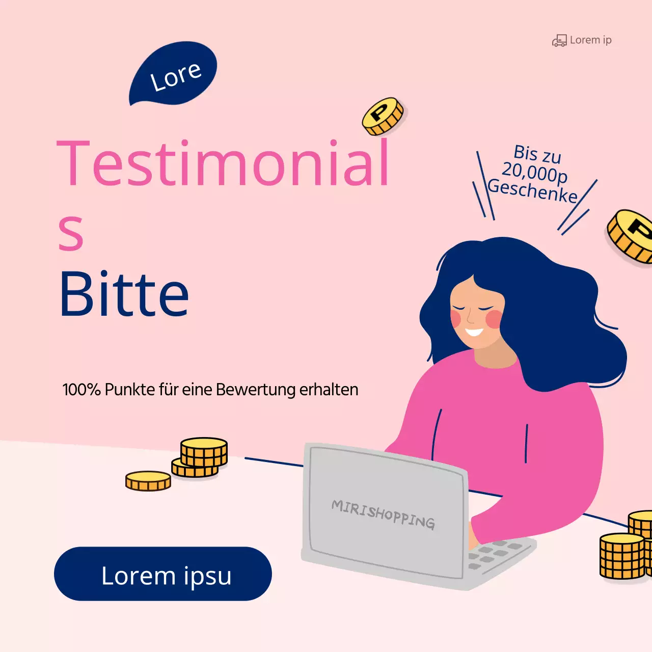 Rosa und blaues Illustrationskonzept für eine Review-Veranstaltung