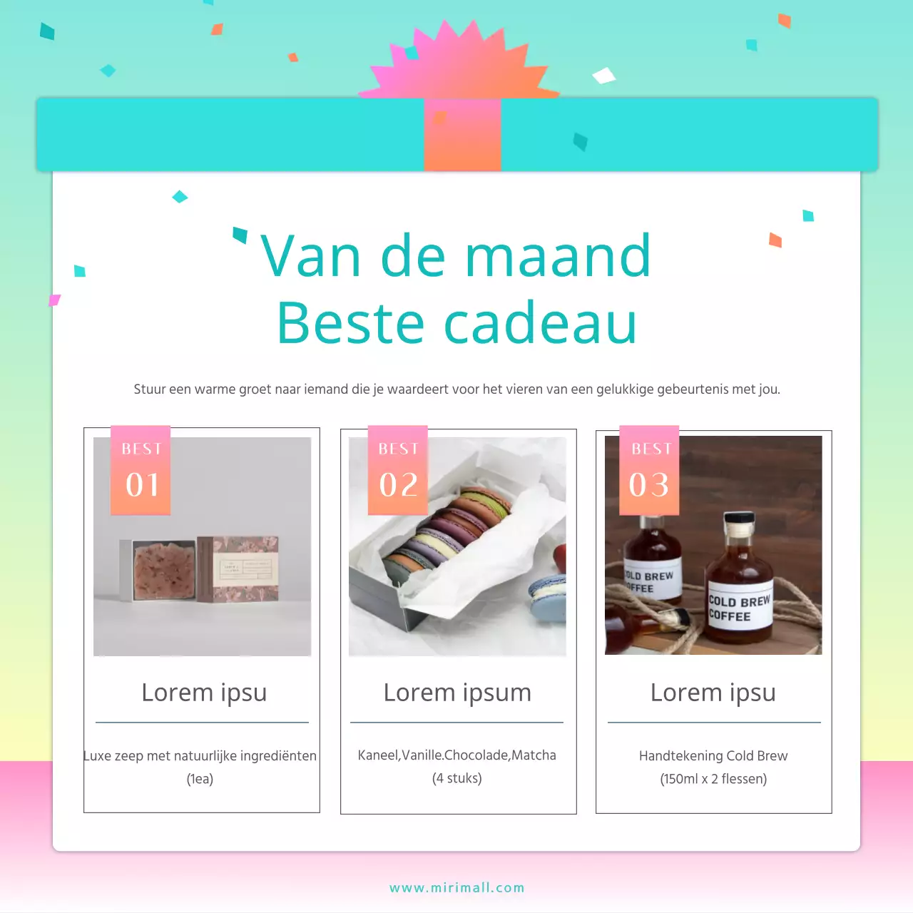 Geschenkset met turquoise gradiënt cadeau-illustratie