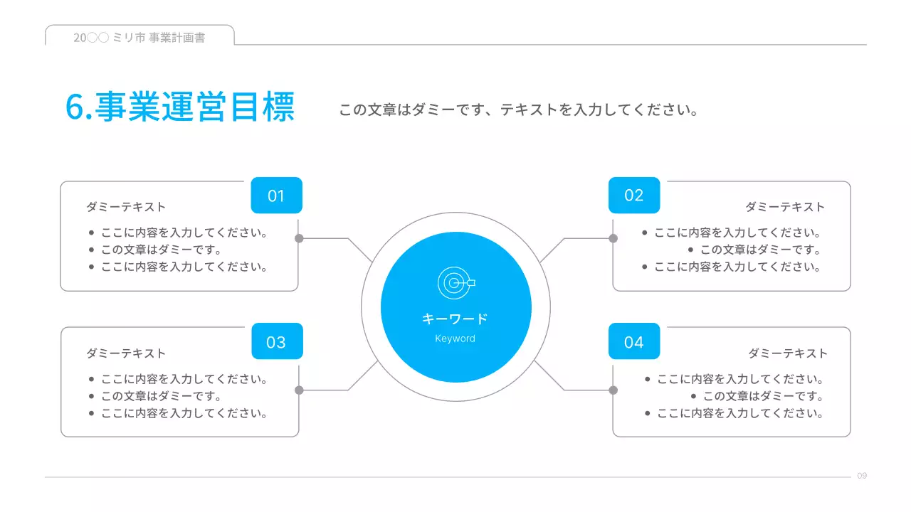 青 シンプル 事業計画書 企画書 プレゼンテーション