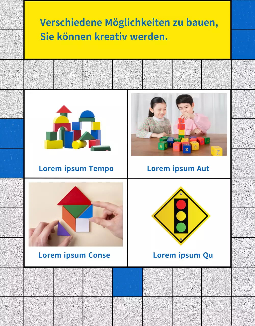 Werbung für den Kindertag mit einem Retro-Farbgitter