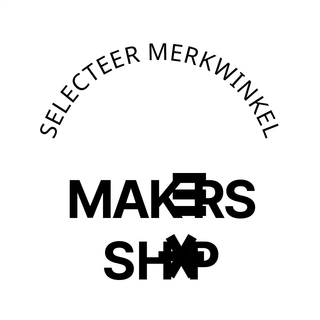 Eenvoudige winkelbewegwijzering met zwarte redactionele winkeltekst en vormen