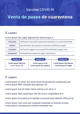 Estilo limpio y sencillo en azul y blanco Información sobre la venta de Quarantine Pass
