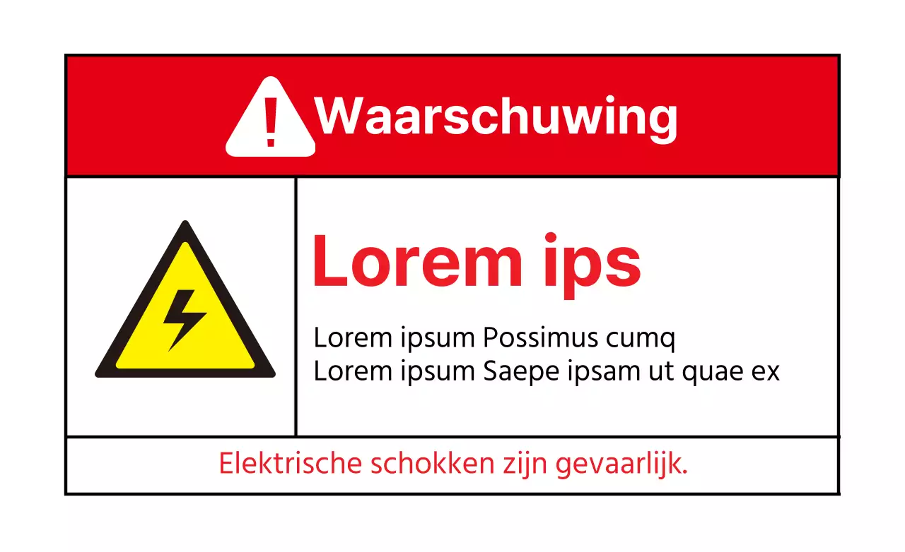 Wit Rood Waarschuwing voor elektrische schok