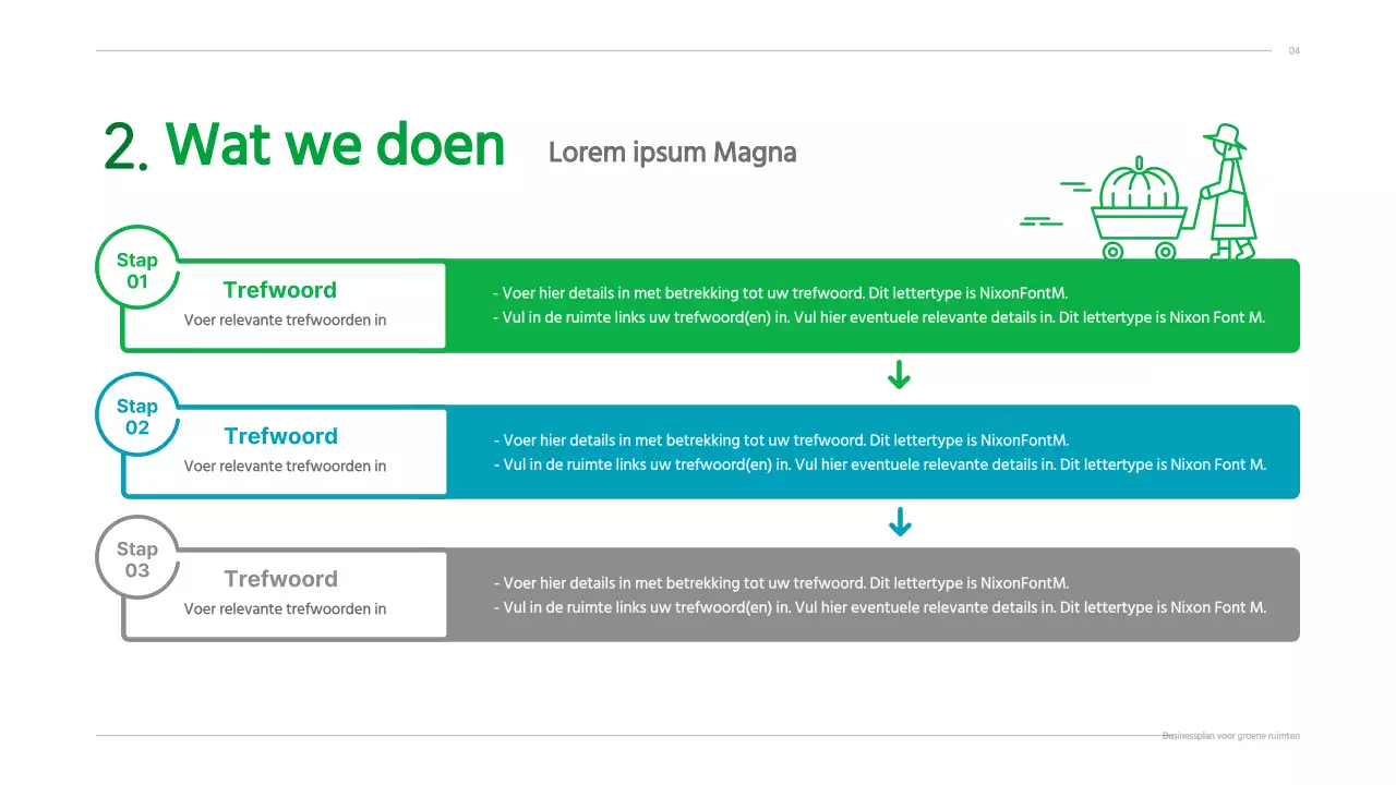 Businessplan met een groen, schoon, geïllustreerd concept