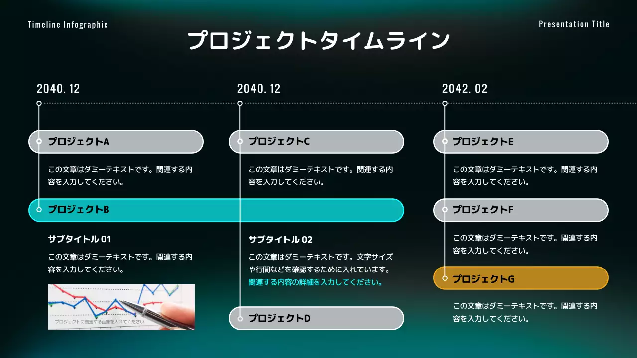 青 モダン タイムライン プレゼンテーション インフォグラフィック