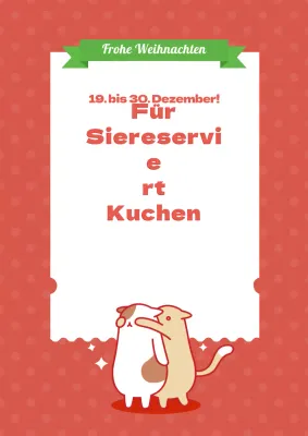 Flyer für die Bestellung einer roten Weihnachtstorte