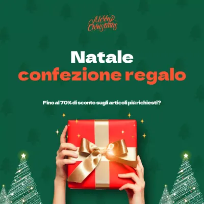 Promuovere un evento di vendita di coupon con scatole regalo kitsch in verde e rosso