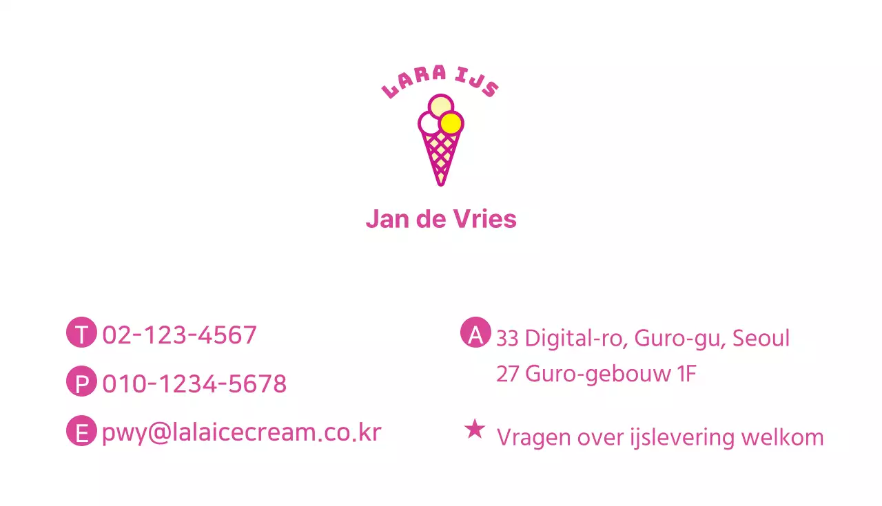 Lara roomijs visitekaartje