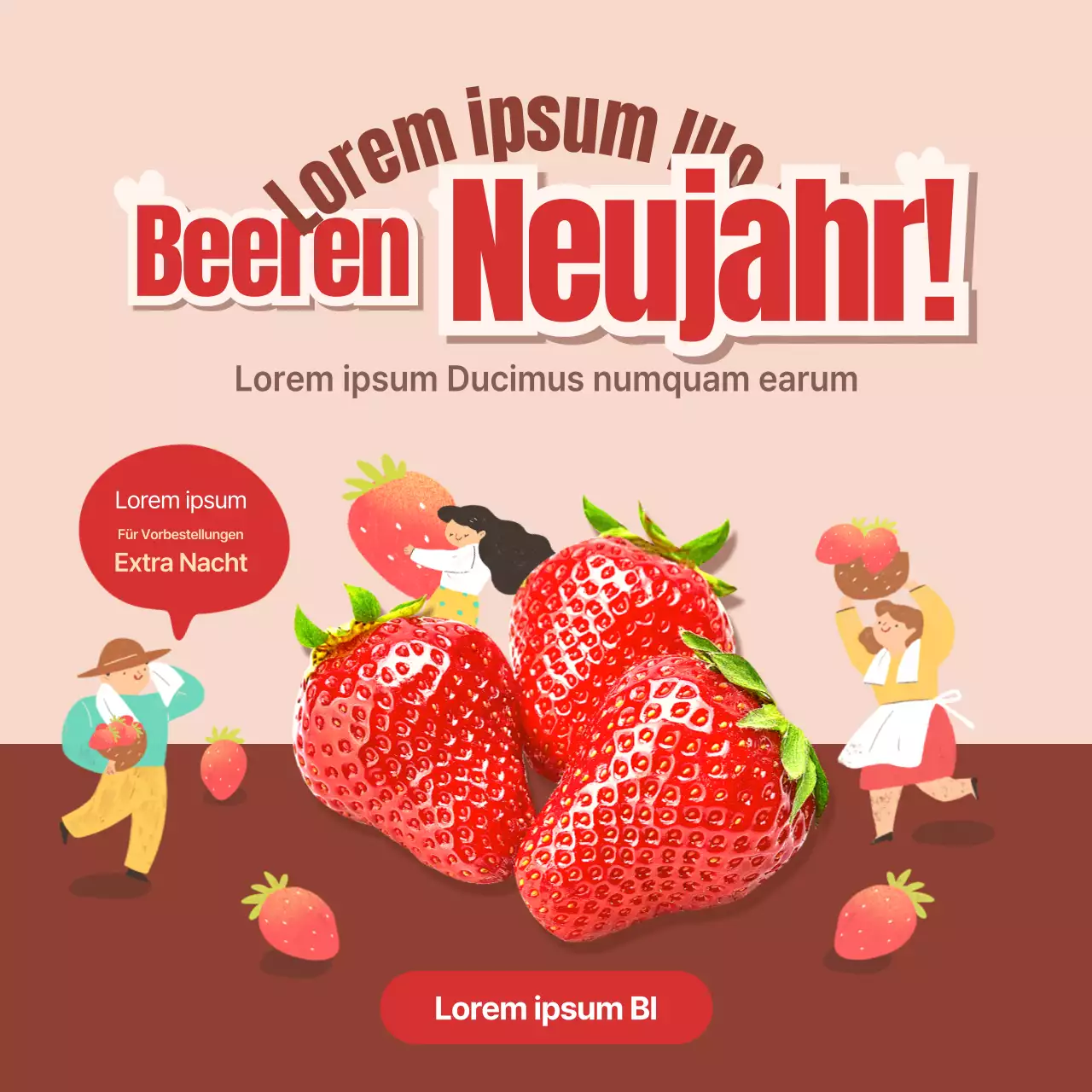 Fruchtige Eröffnungsfeier mit roten Erdbeerakzenten