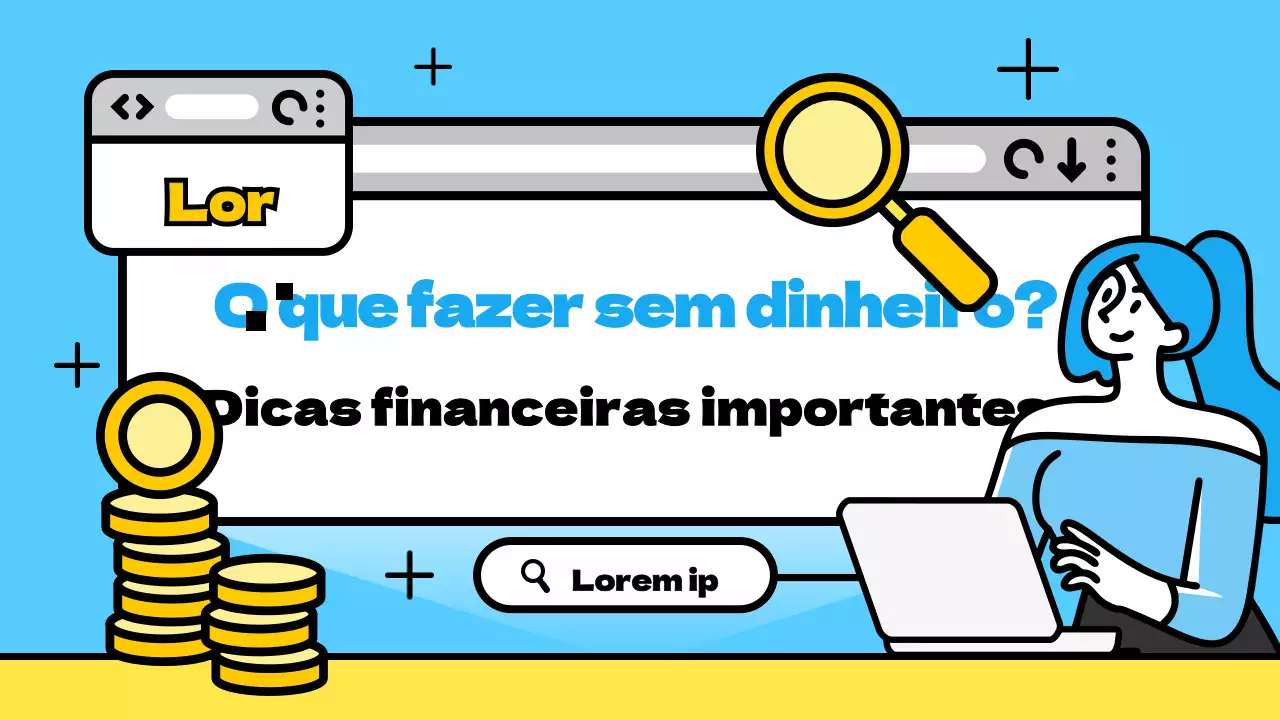 Mensagens azuis e amarelas de aconselhamento financeiro