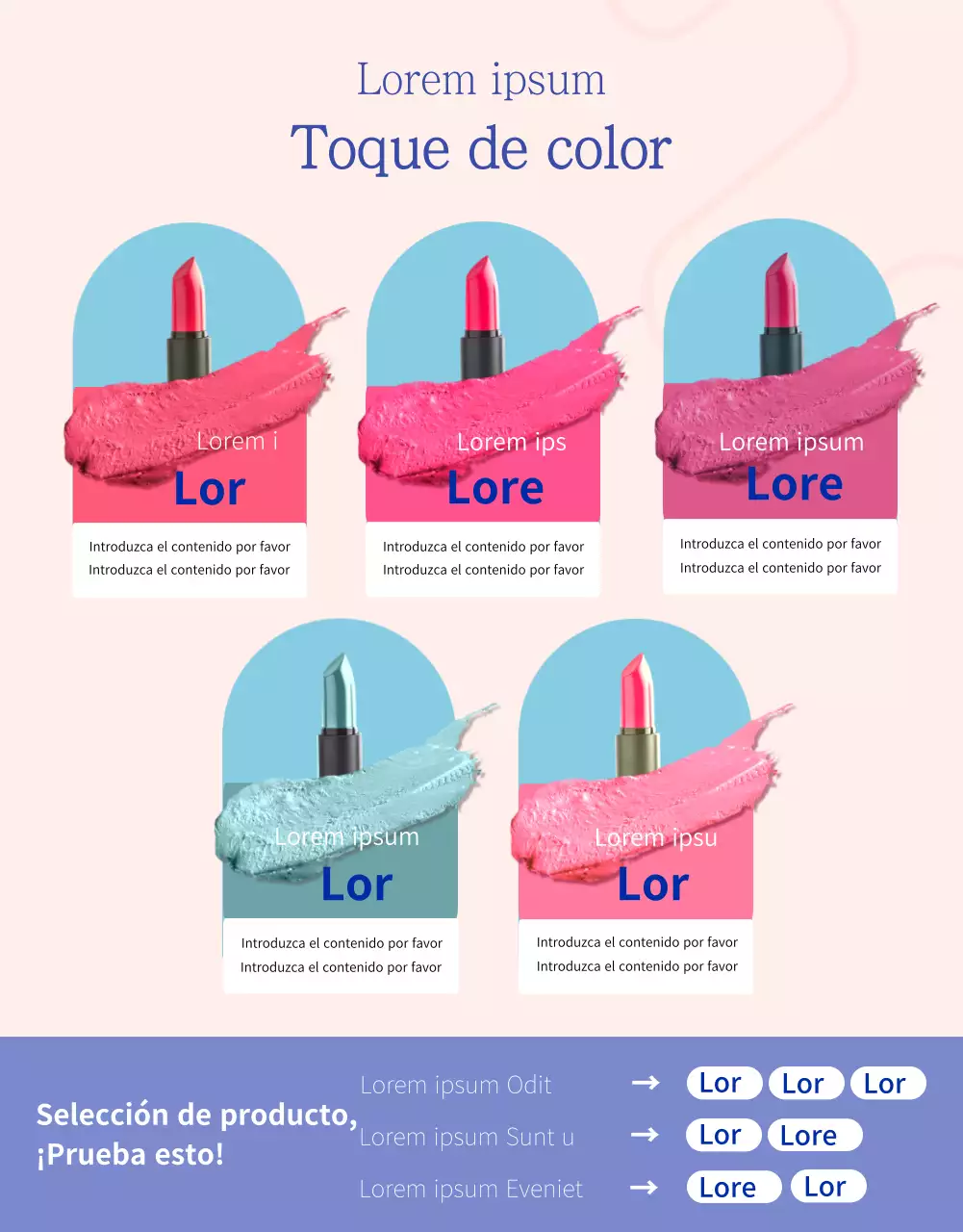 Brillante anuncio de cosméticos con pintalabios rosa