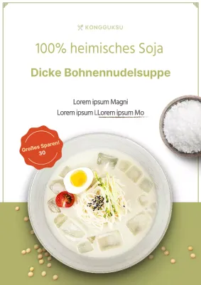 Weiße und hellgrüne saubere Soba-Nudeln Lebensmittelführer