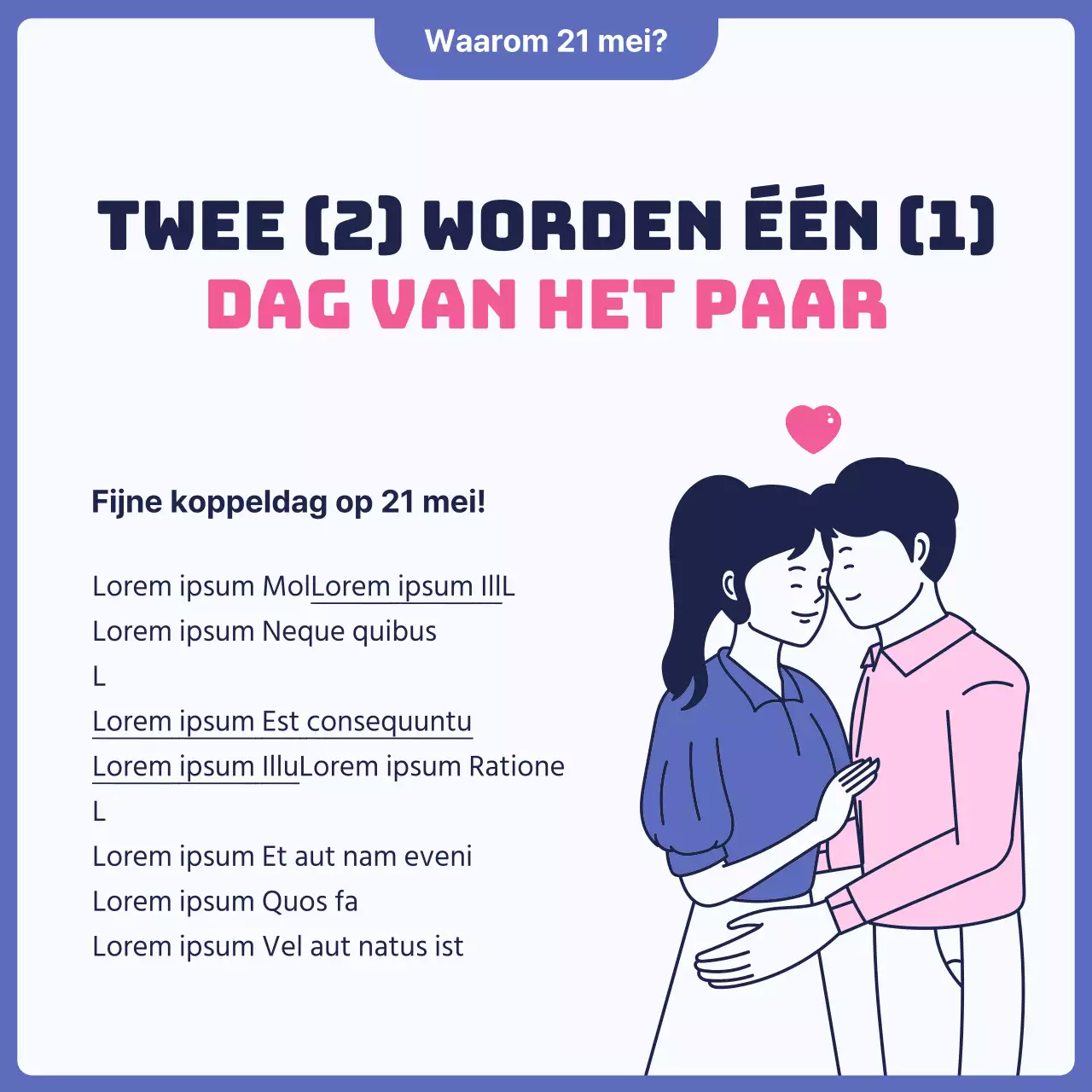 Een advertentie voor een schattige roze en blauwe psychotherapiekliniek voor koppels.