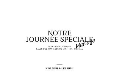 Pour une invitation de mariage simple avec un texte noir en cursive