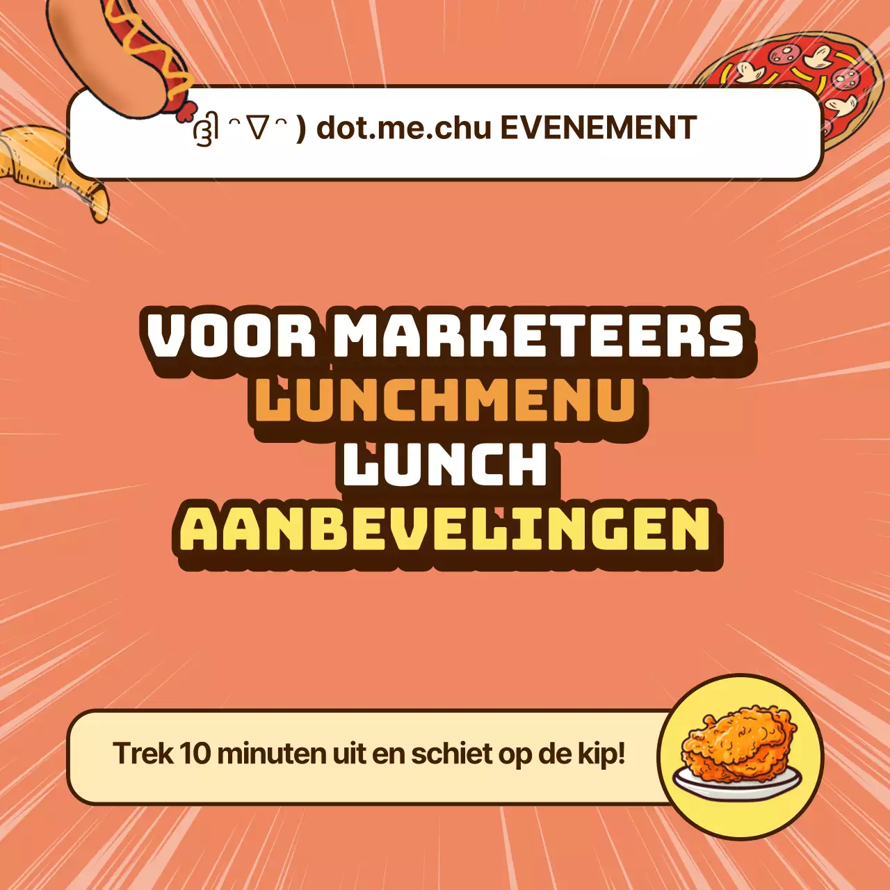 Post een oranje, kitscherig lunchevenement