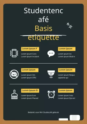 Een gids voor basisetiquette in een studiecafé met een donkergroen krijtbordconcept