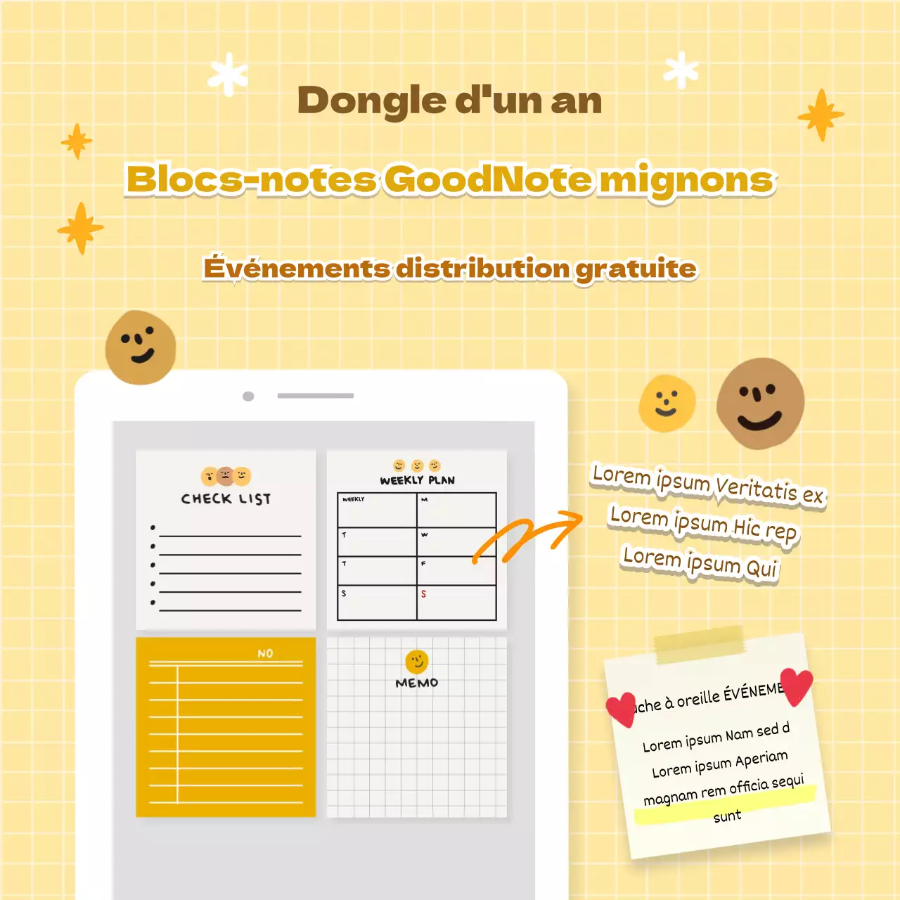 Détails de l'événement de remise de bloc-notes jaunes