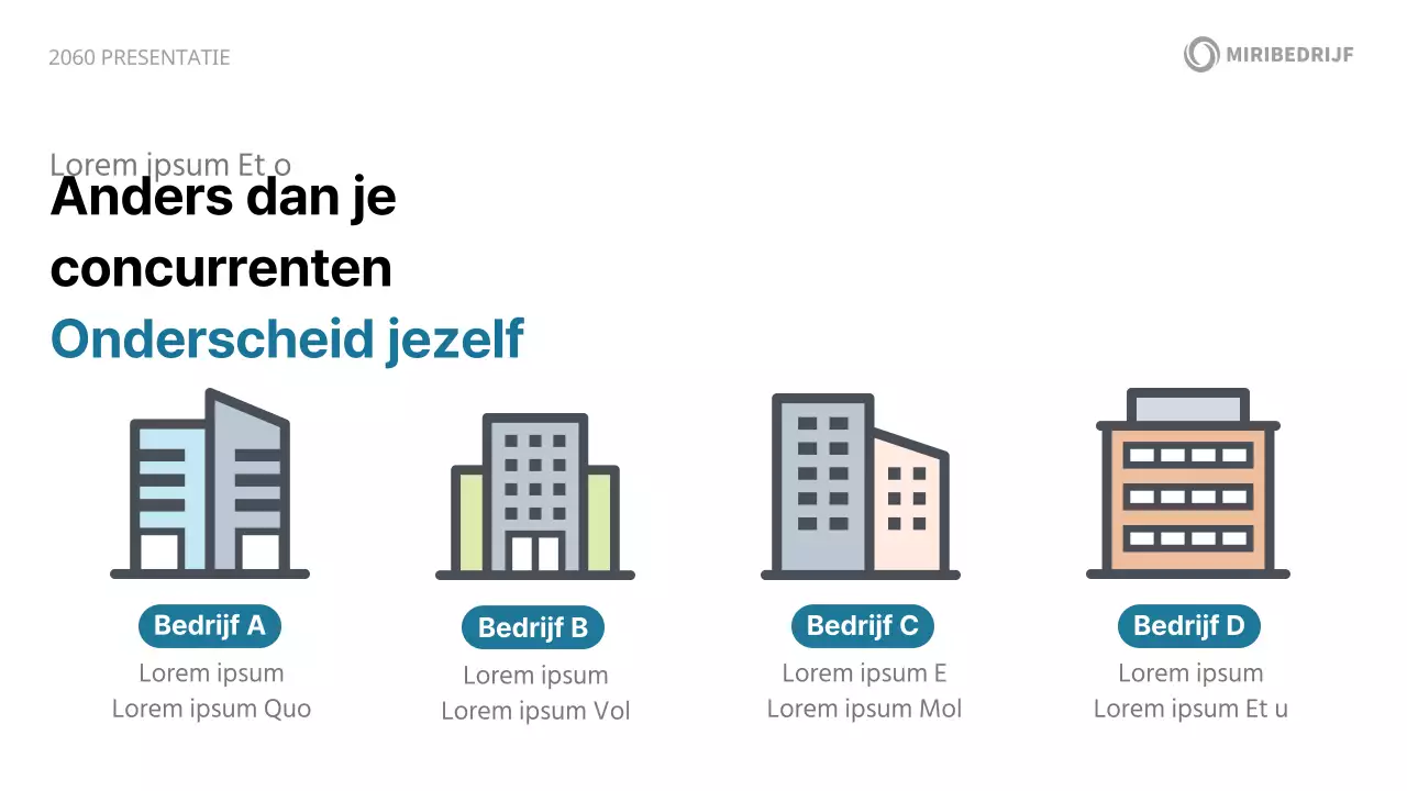 Een modern wit en blauw bedrijfsintroductievoorstel