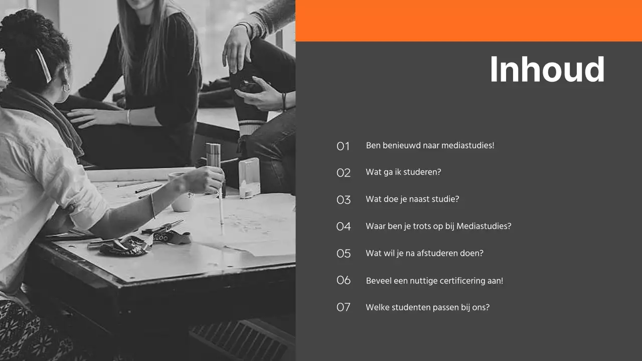 Modern grey and orange university public relations department introduction presentation