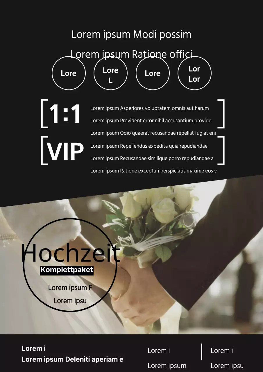 Schwarze und glatte Hochzeit Haar und Make-up-Paket Werbeflyer