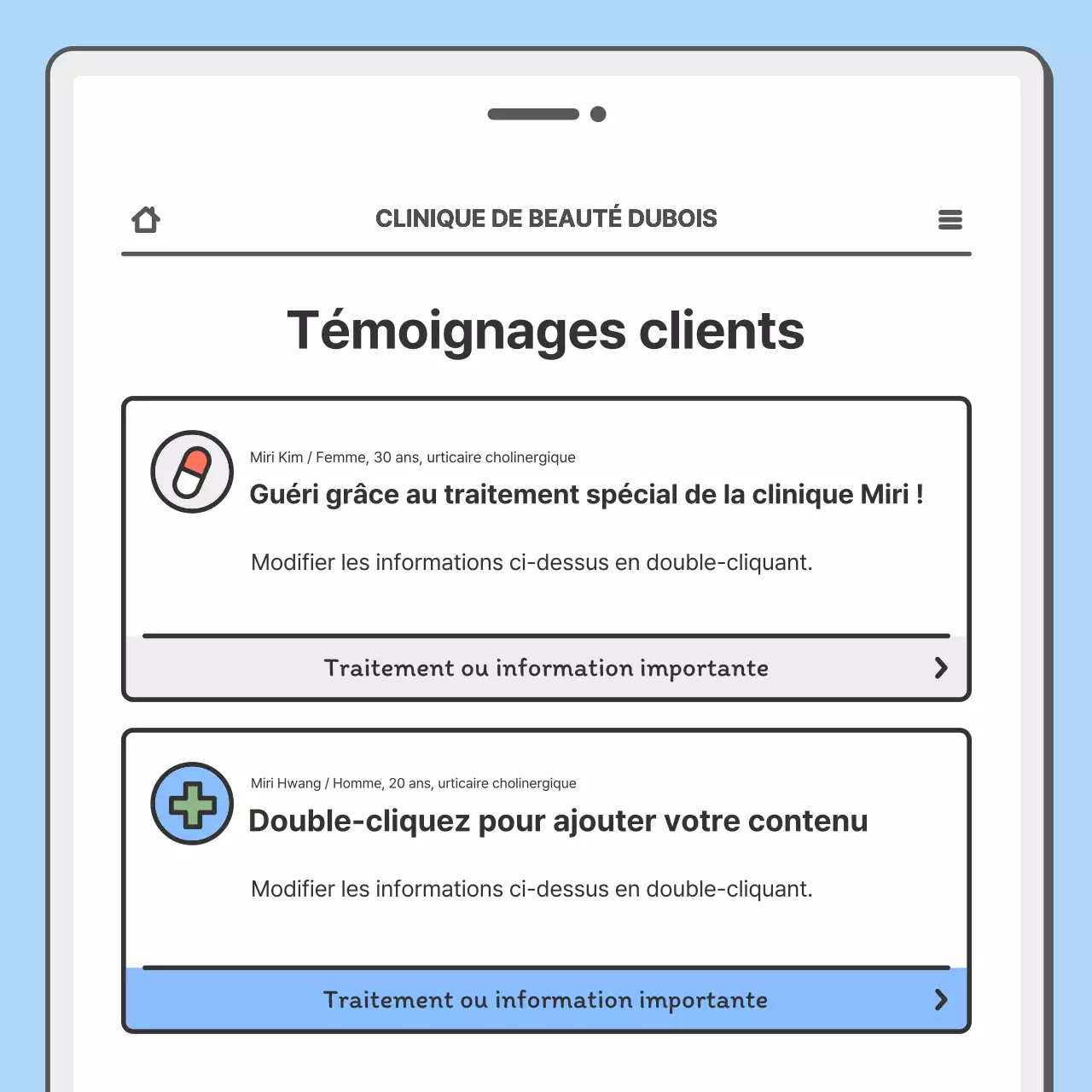 Faites la promotion de votre hôpital avec un joli concept de mobile en bleu clair