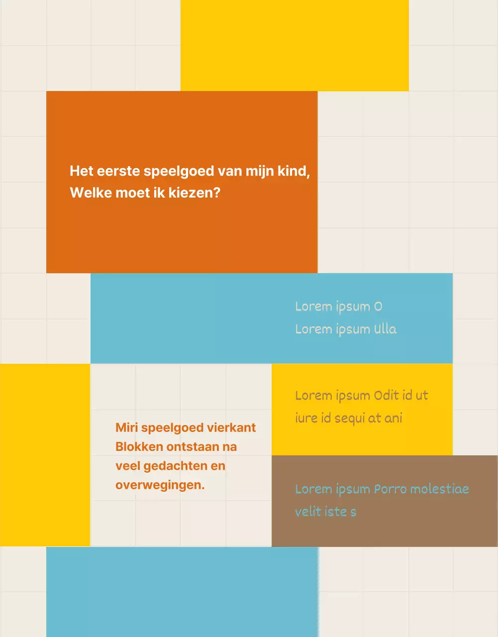 Geel Blauw Bruin Vierkant Blocktoy Kinderparochie Promotie