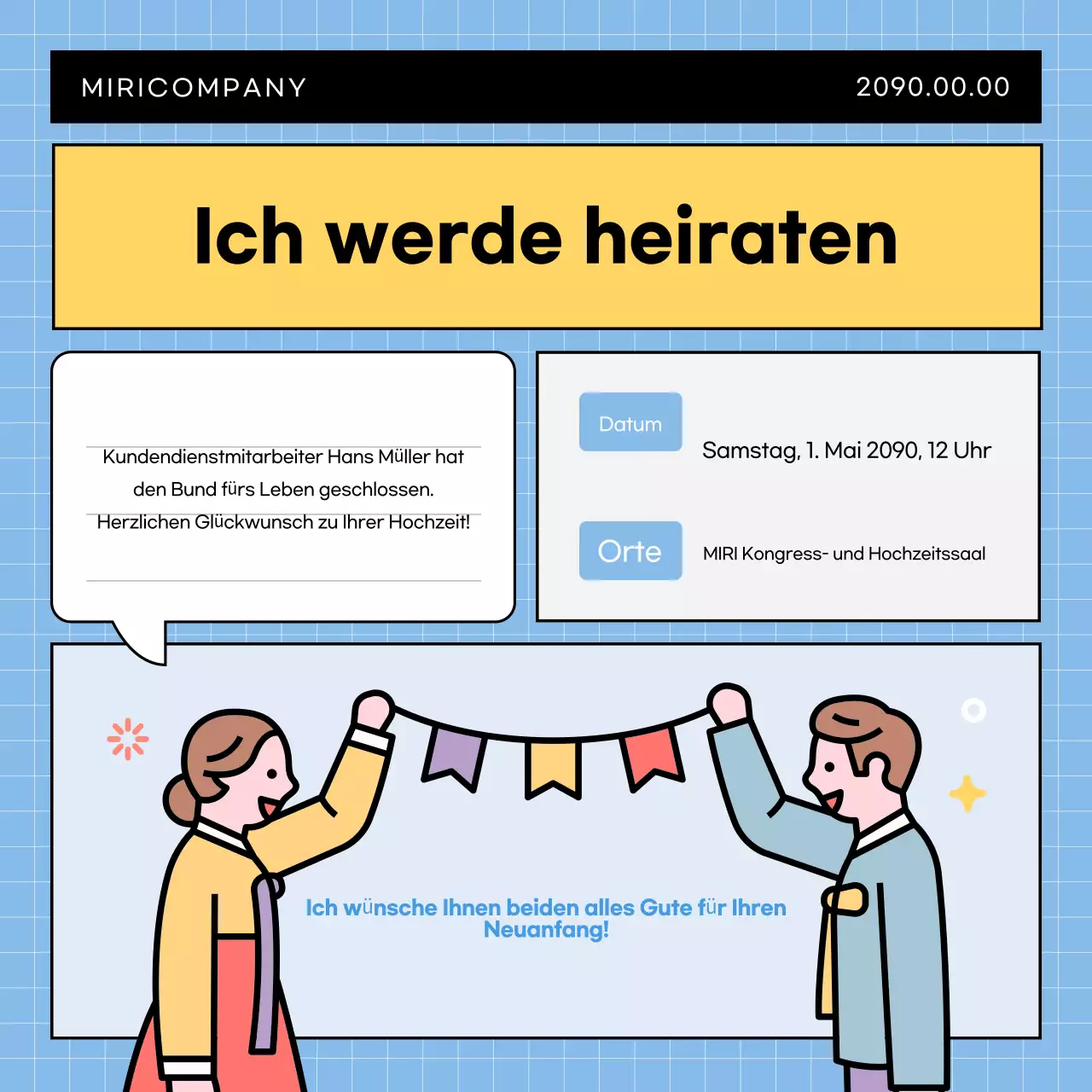 Hellblaue einfache Unternehmensanzeige