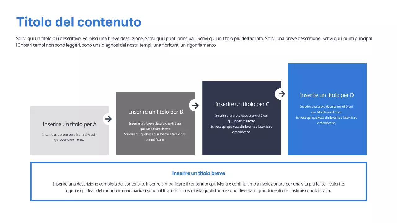 Una linea temporale pulita in blu e grigio