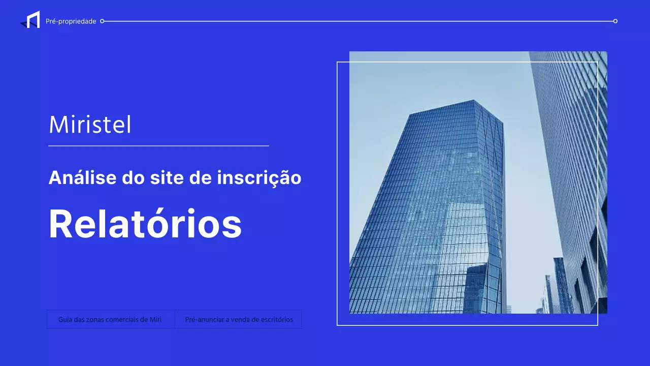 Relatório de investimento em espaços de escritórios de cor azul
