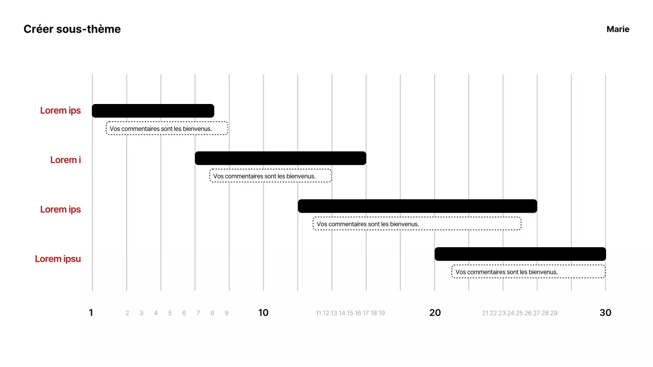 Matériel de réunion simple, en noir et blanc, pour les études de marché