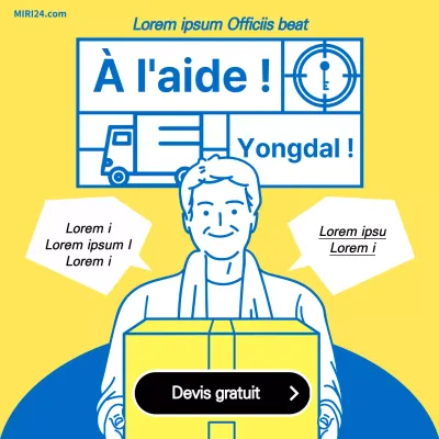 Illustration d'une ligne bleue jaune guide d'une entreprise de déménagement