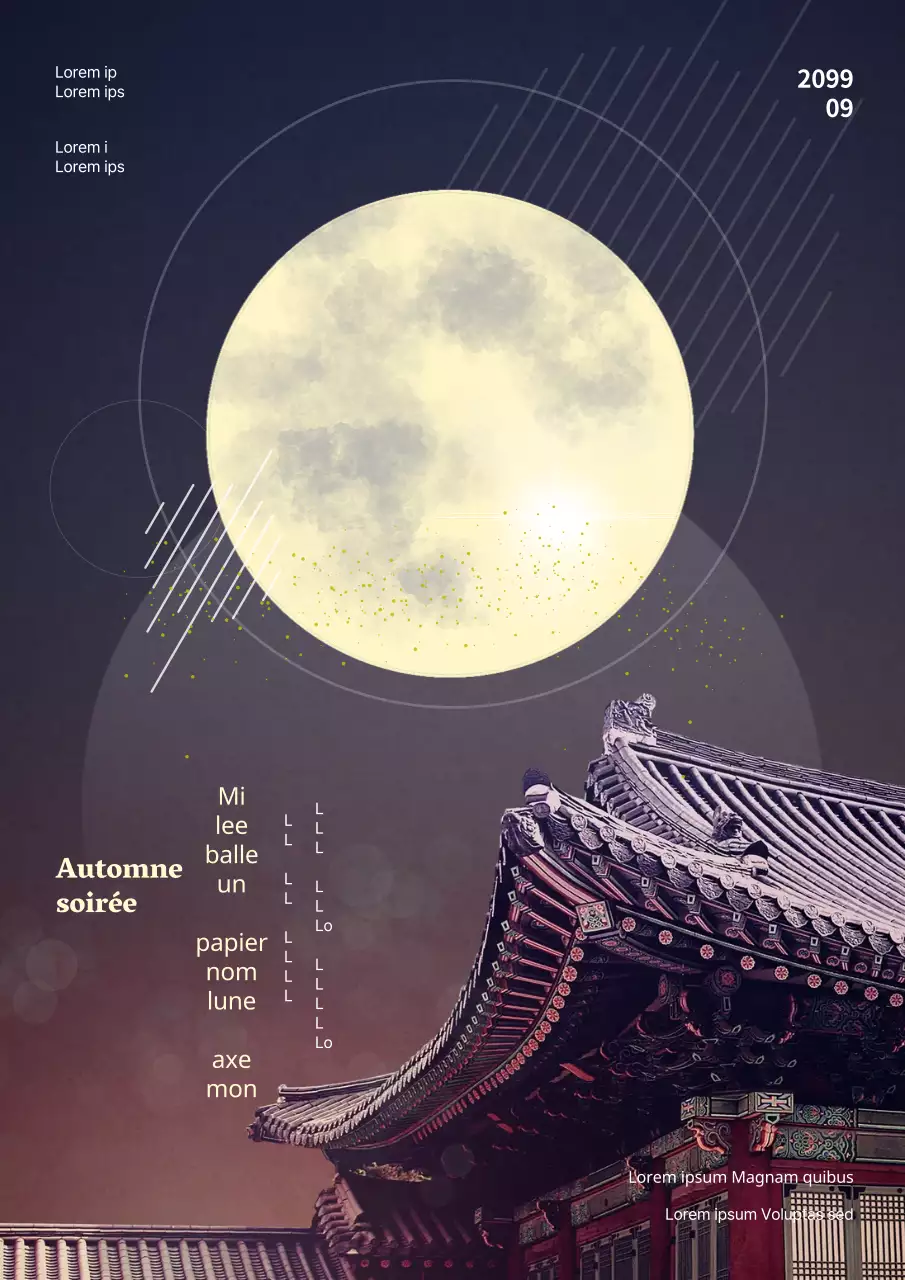 Promouvoir la fête de la pleine lune orientale, indigo et violette du parc de Miri