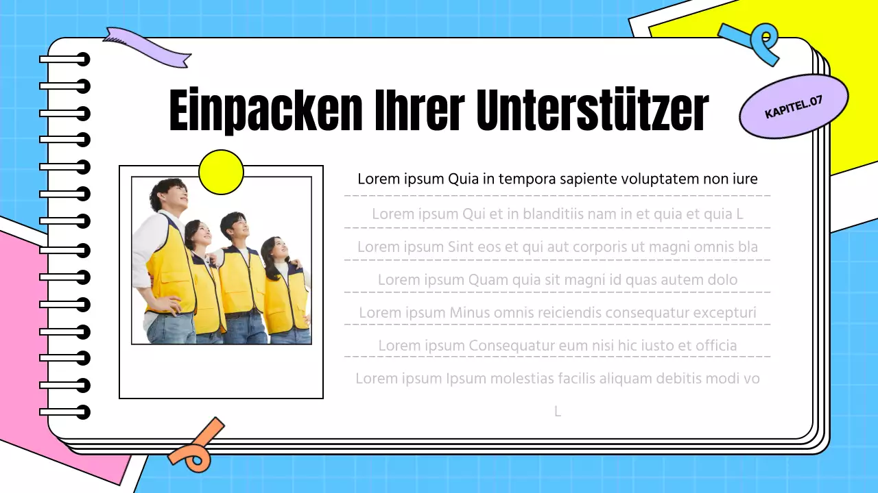 Zeugnispräsentation der Unterstützer in Form eines kitschigen Zettels in Rosa und Hellblau