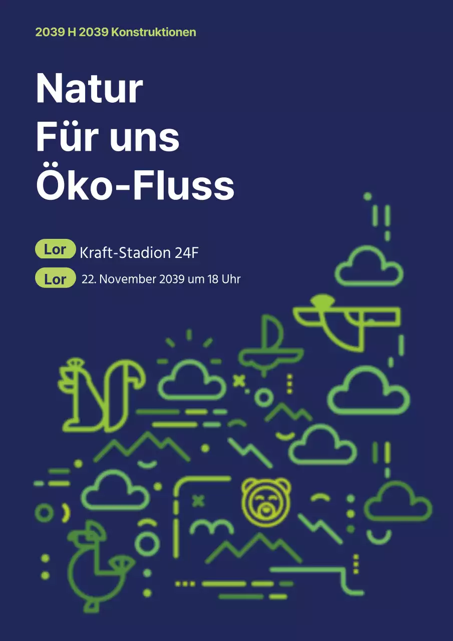 Einfache Umwelt-Seminar Förderung mit marineblau und grün Linie Illustration