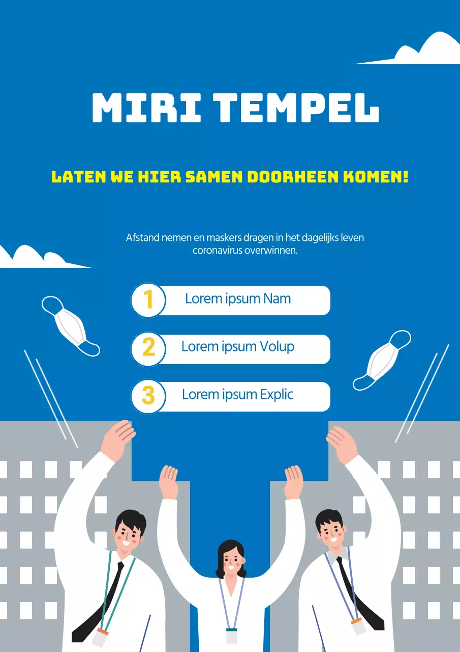 Maak een schone bedrijfscultuur promotiecampagne met illustratie van blauwe kantoormedewerkers