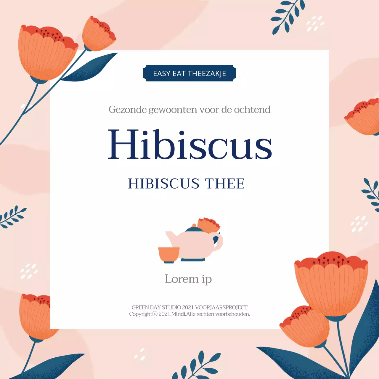 Roze illustratie netjes voedsel hibiscus thee label