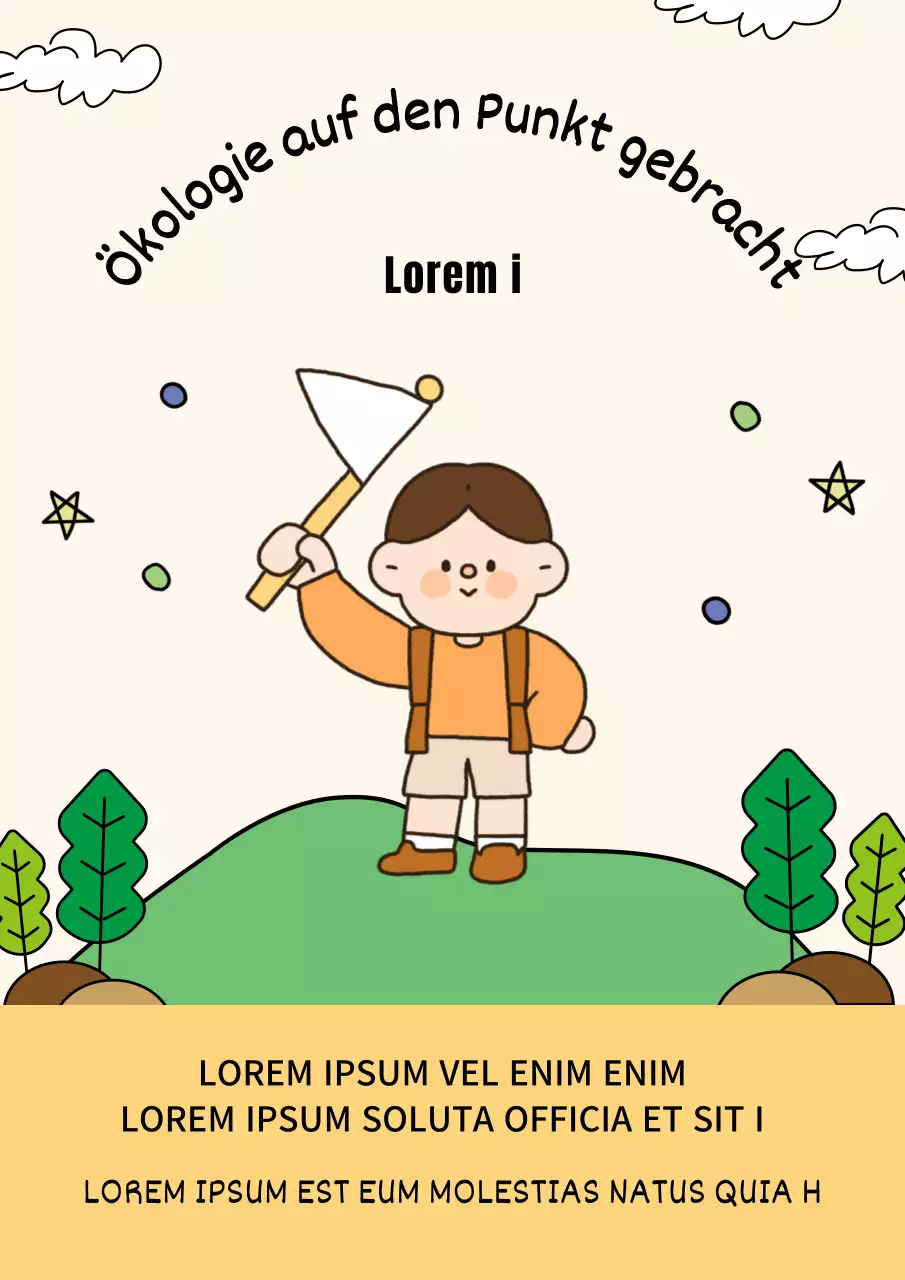 Niedliche Illustrationen auf beige-elfenbeinfarbenem Hintergrund Leicht verständlicher Ökologieunterricht