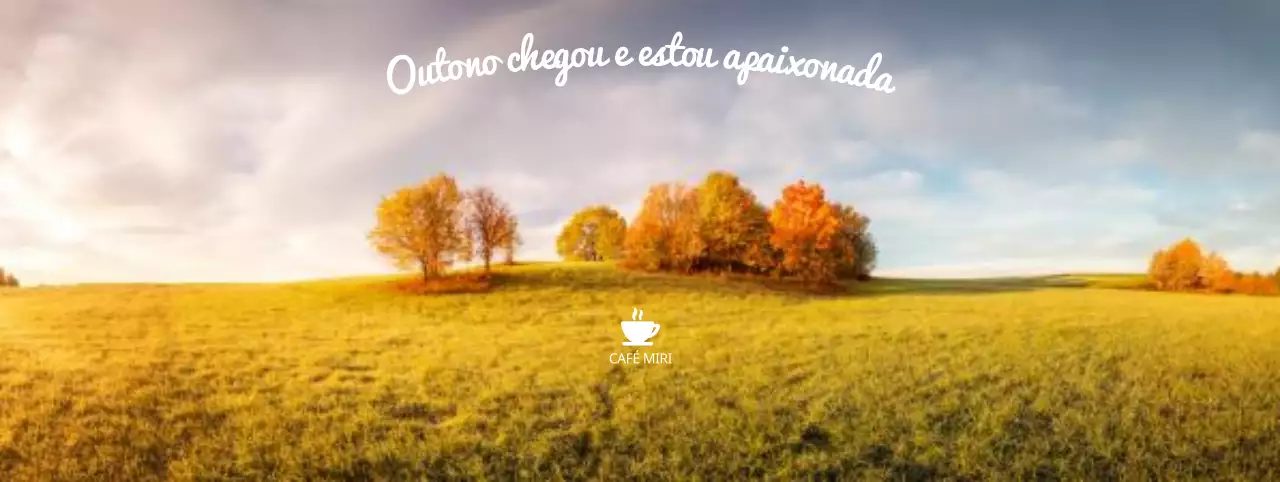 Um café outonal com um fundo de campo outonal atmosférico, acentuado com um tipo de letra cursivo