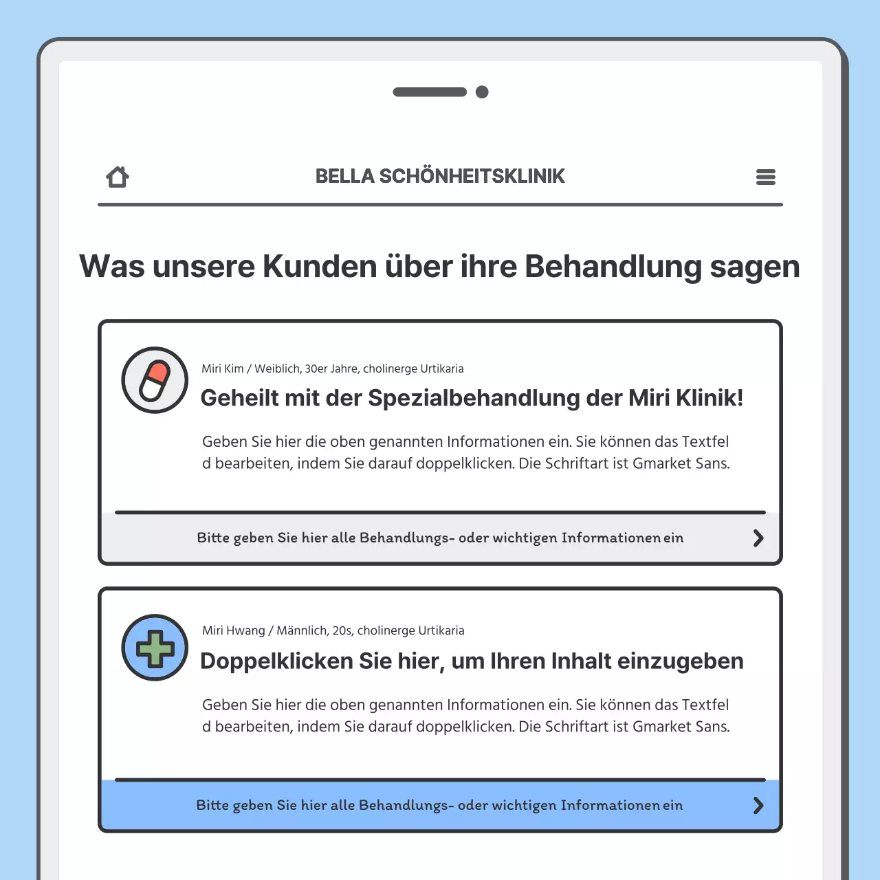 Werben Sie für Ihr Krankenhaus mit einem hübschen mobilen Konzept in Hellblau