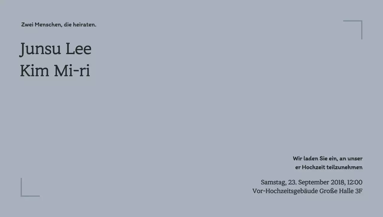Hochzeitspostkarten-Umschlag mit einfachem Linienrahmen und hochzeitsbezogenem Text
